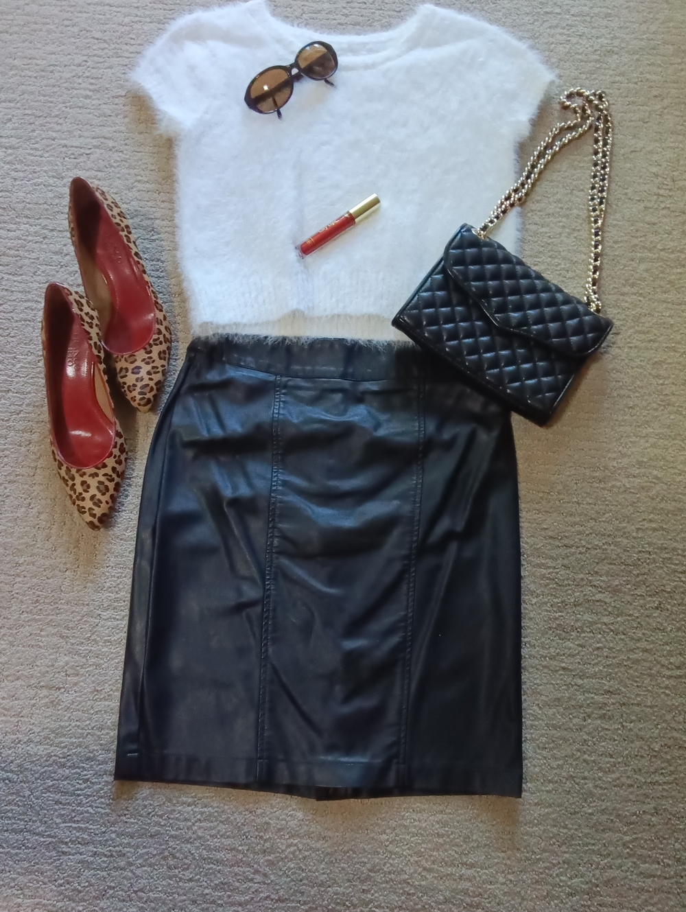 Forever 21 Black Faux Leather Pencil Skirt